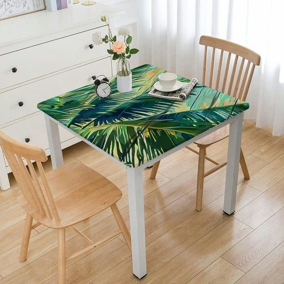 HAOXIT Wood Grain Fitted Tablecloth Square, Elastic Edge Decorative Table Cover Oil &amp; Dust Proof Washable Polyester Table Clothes for Family Holiday Party Use 40*40