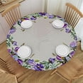 thumbnail image 1 of HAOXIT Wreath Tablecloth, Farmhouse Decor, Purple Flowers Round Tablecloths Circular Washable Polyester Table Cloths Cover for Kitchen Party Wedding Picnic Dining Decor 38-42, 1 of 8