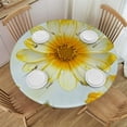 thumbnail image 1 of HAOXIT  Yellow Poppy Flowers Tablecloths for Round Table ,Summer Floral Botanical Polyster Fabric Stain Resistant Table Cloth for Dining Room Kitchen Farmhouse Holiday Party Dinner 46-50, 1 of 8