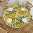 thumbnail image 1 of HAOXIT Yellow Tablecloth, Yellow Tropical Exotic Pineapple Fruit Pattern with Dots Circles, Round Table Cover for Dining Room Kitchen Decor, 1 of 8