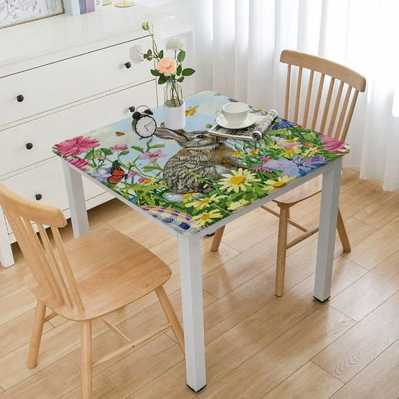 HAOXIT Yellow and White Check Kitchen Dinner Table Cover Table Protector for Party Holiday BBQ Table Cloth Decoration 46*46