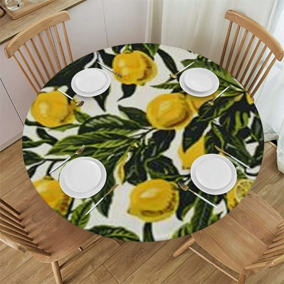 HAOXIT and Palm Leaves Washable Polyester Table Cloth Decorative Table Cover Round 31-35