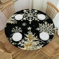 thumbnail image 1 of HAOXIT and Round Tablecloth Gold and Black Table Cloth Polyester Tablecloth Table Cover for Kitchen Outdoor Party Picnic 31-35, 1 of 8