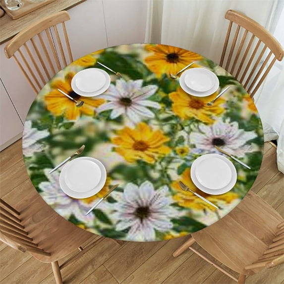 HAOXIT and Round Tablecloth, Waterproof Stain and Wrinkle Resistant Circle Table Cover for Kitchen Dining Picnic Camping Indoor Outdoor Decor 46-50
