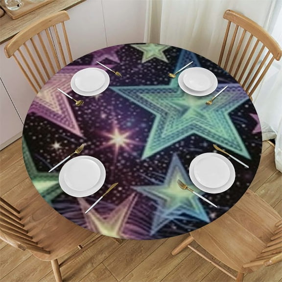HAOXIT and Sequins in The Form of on a Dark Background Round Table Cloth, Circle Table Dinner Tablecloth, Desk Cloth Cover for 42-46