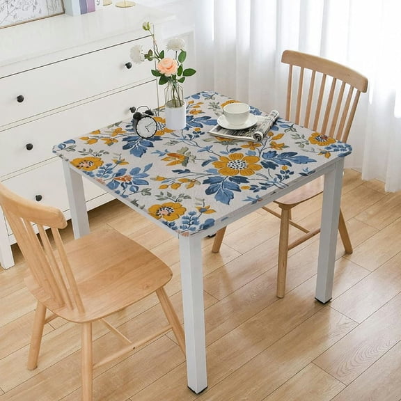 HAOXIT Yellow Floral Square Tablecloth - Elegant and Vibrant Table Cover for Home Decor 36*36