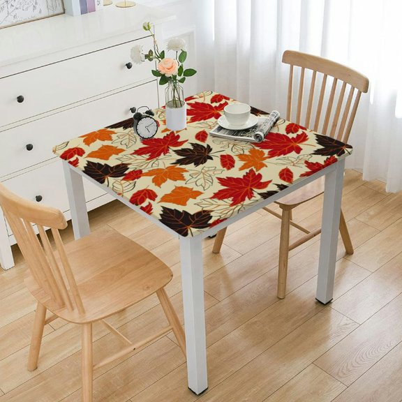 HAOXIT leaves pattern Square, theme,Stain and Wrinkle Resistant Table Cloth Square Table Cover Overlay Cloth,for Dining, Kitchen, Wedding and Parties 36*36