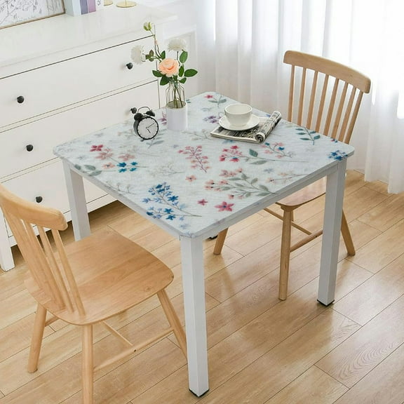 HAOXIT square Tablecloth Fitted Table Cover, Elastic Tablecloths Waterproof Outdoor Indoor Stretch Cloth Tablecover for Dinner, Party, Shower, Spring Summer 48''x48''