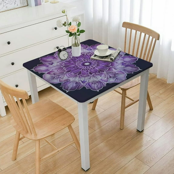 HAOXIT theme Square Tablecloth,Stain Wrinkle Resistant Square table cover,for Family Kitchen Gatherings dining Dinner Decor(Dark Pale Mauve ) 48''x48''