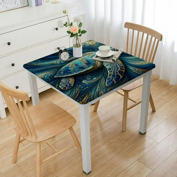 HAOXIT with Elastic Edged, Waterproof Wipe Clean Table Cover for Outdoor Indoor Patio Kitchen White