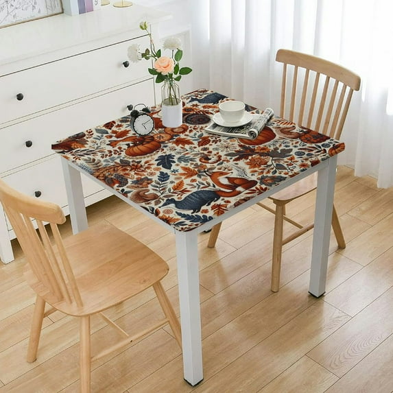 HAOXIT with and Pumpkins Vinyl Flannel Back Tablecloth 48''x48''