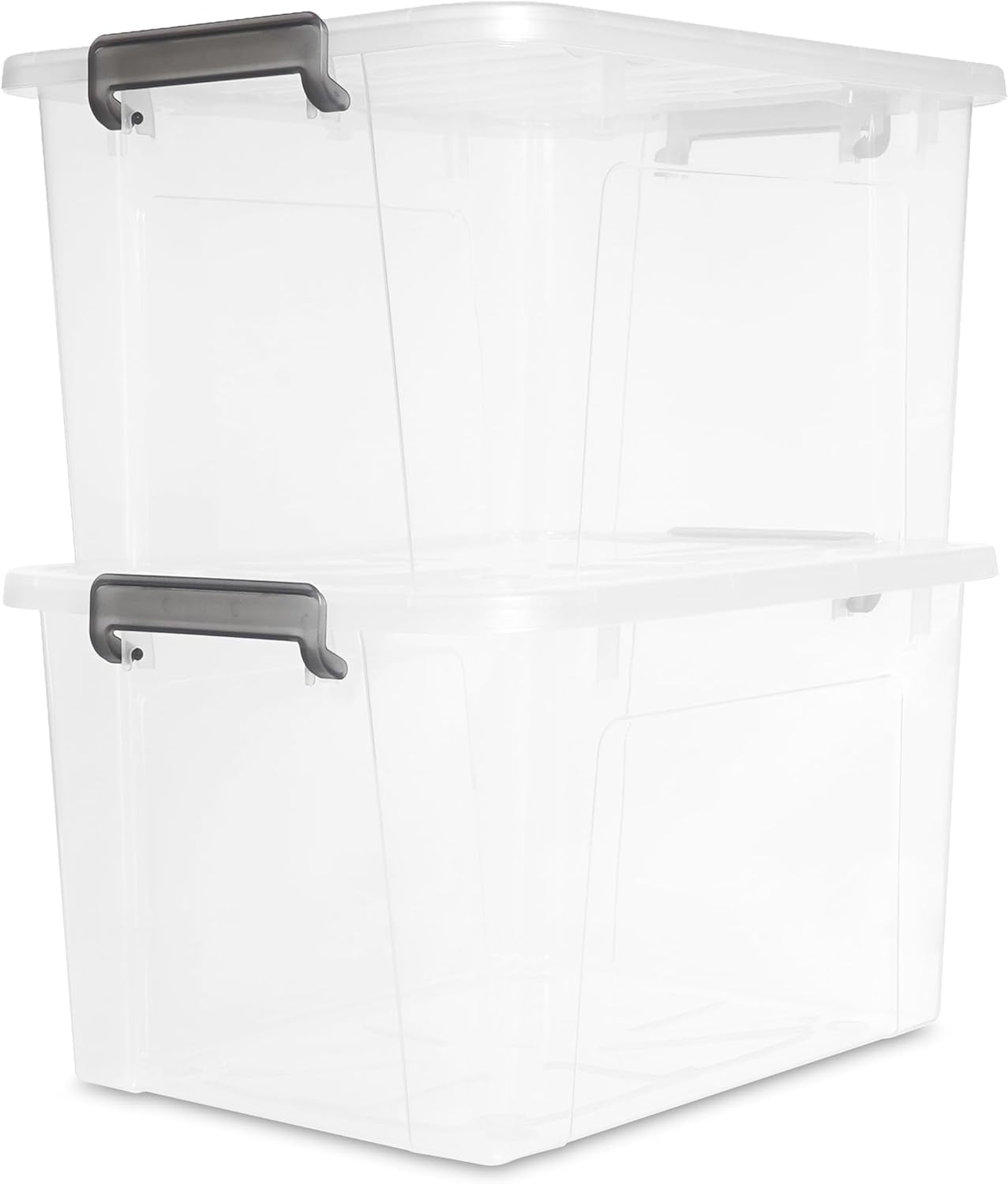HAOYAN 32 QT Plastic Storage Bins with Latching Lids Stackable Storage ...