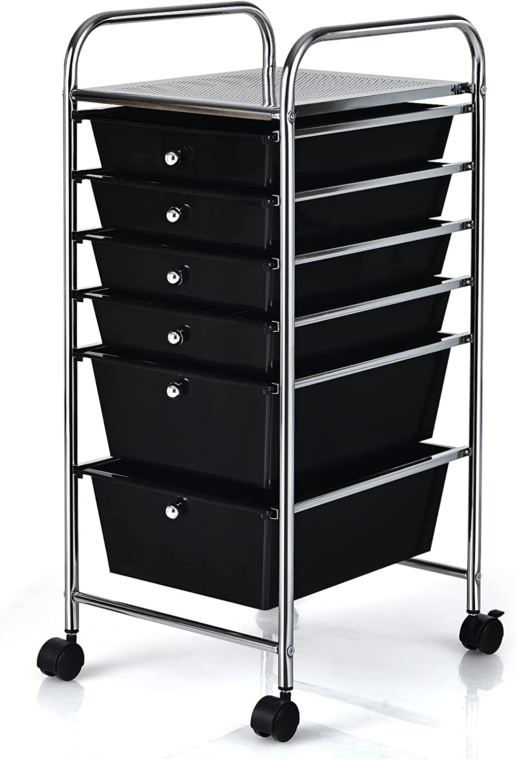 Black Rolling Cart With Drawersnull