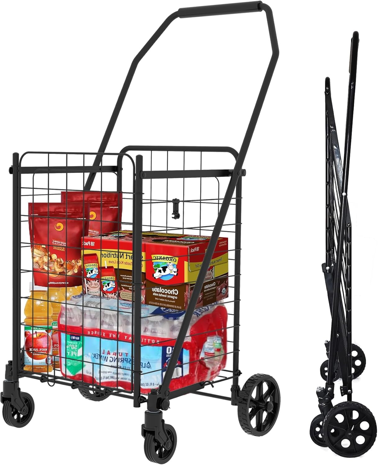 HAOYAN Folding Shopping Carts for Groceries, Lightweight Grocery Cart ...