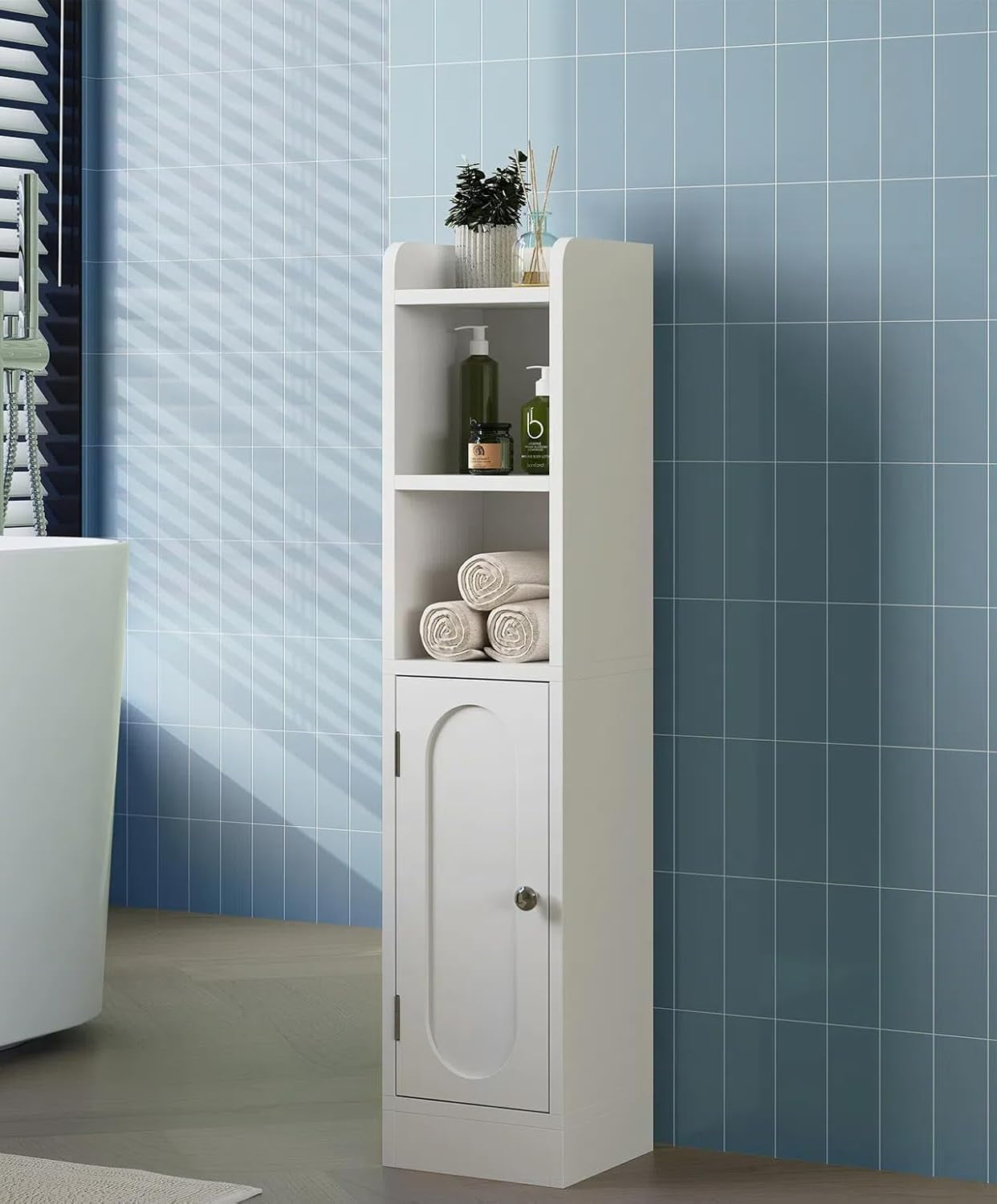 HAOYAN Small Bathroom Storage Cabinet, Narrow Slim Storage Cabinet with ...