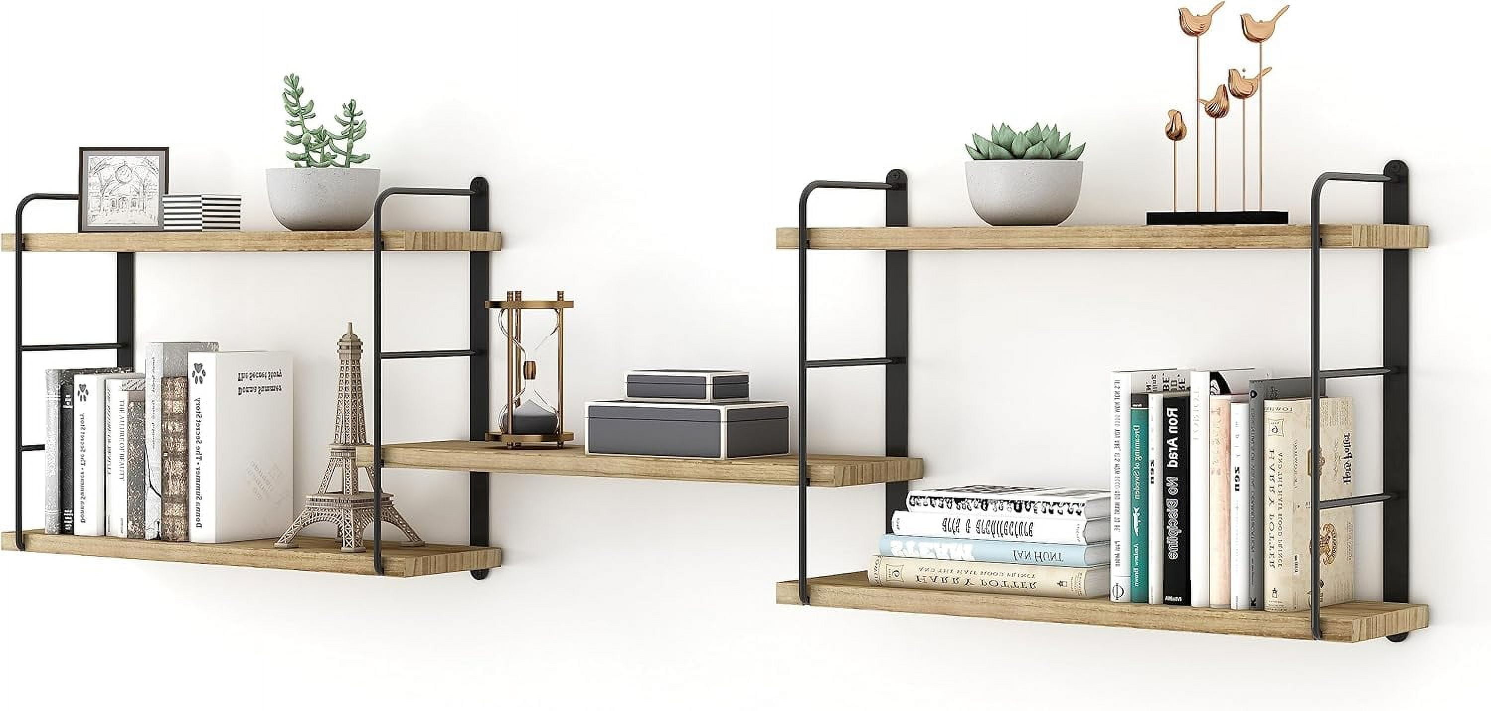 Image showcasing HAOYAN Wall Mounted Floating Shelves, Wall Shelves, Rustic Wall Decor ...