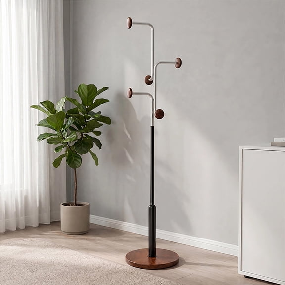 HAOYIWEI Freestanding Coat Rack Wooden Base Coat Tree Entryway Bedroom