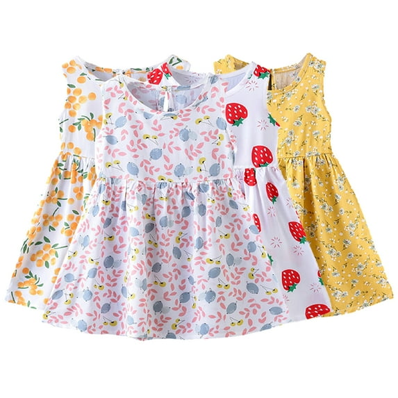 HAOYNU Baby Toddler Girls Sleeveless Floral Dresses for Girls,1-8Years Baby Summer Dress Tutu Skirts Princess Dresses Little Girls A-Line Skirt Floral Printing Skirt