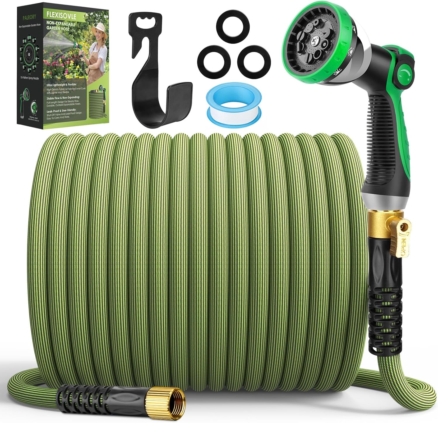 HAOYUAN Non-Expandable Garden Hose 100 ft, Ultra Lightweight Flexible ...