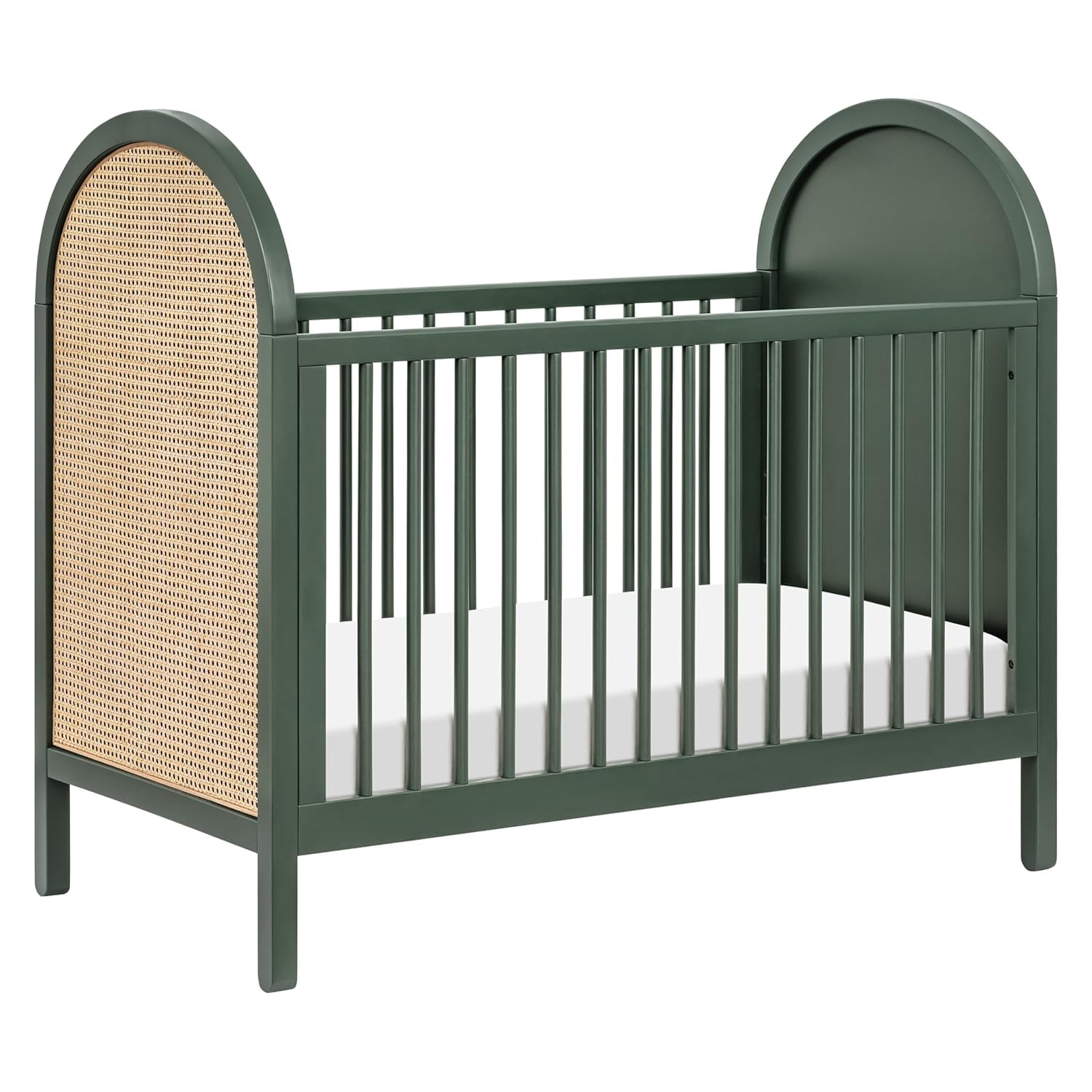 Forest Green and Natural Cane 3-in-1 Convertible Crib