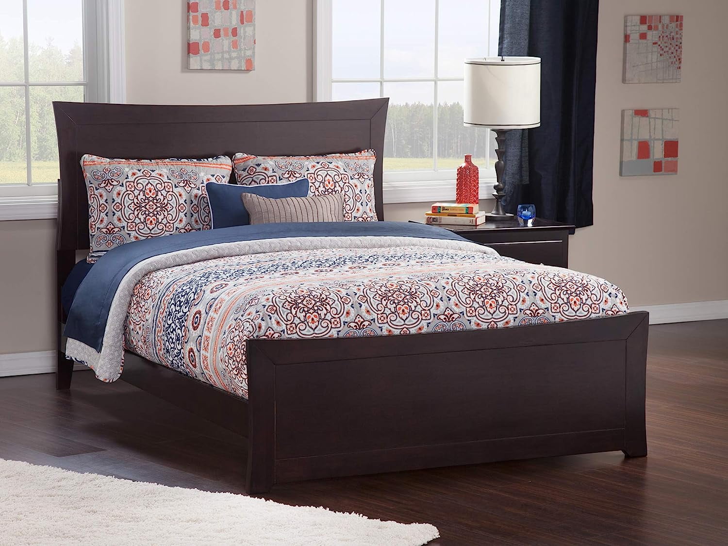 Espresso Queen Wood Bed with Headboard and Footboard