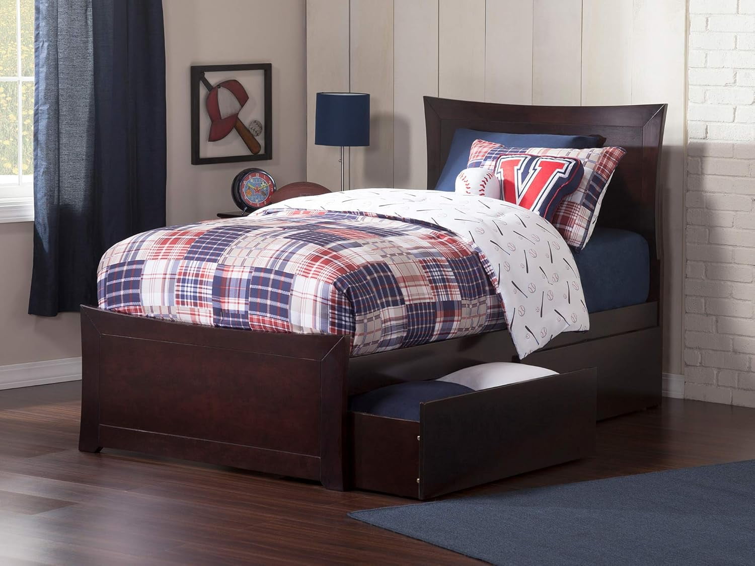 HAOYUN Metro Twin Size Platform Bed with Matching Footboard & Storage Drawers in Espresso