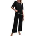 thumbnail image 1 of HAOYUNL 2 Piece Sets for Women/Skirt Sets Women 2 Piece Outfits/Lounge Set/Pants Suit for Women Dressy Casual/Women Casual Summer Outfits/Wide Leg Cropped Pants for Women S-XL, 1 of 8