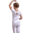 thumbnail image 1 of HAOYUNL 3-11Y Kids Toddler Girls Ballet Short Sleeve Skirted Leotards Toddler Summer Dance Dress Ballerina Outfits Baby Cotton Ballet Skirt, 1 of 9
