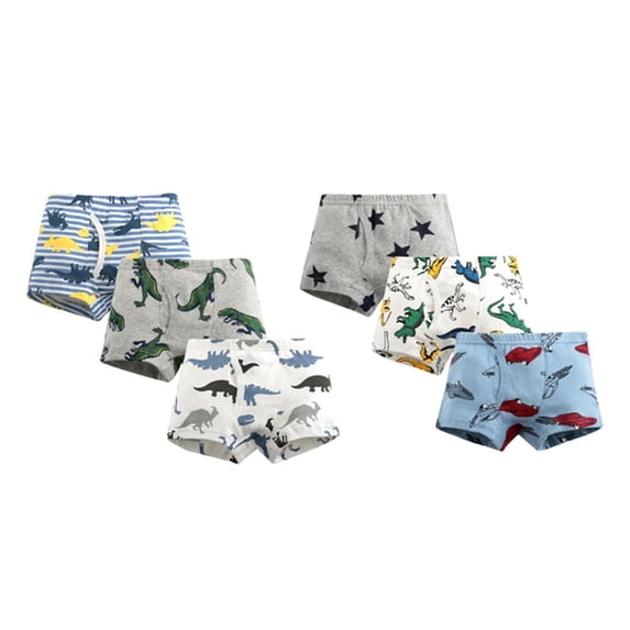 HAOYUNL 6 Packs Boys Briefs Underwear for Kids Toddler Cotton Dinosaur Print Panties Shorts Undies Little Boys Underwear 2-10T