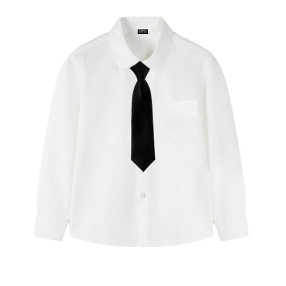 HAOYUNL Boys Collared Dress Shirt with Matching Tie for Kids Toddler Teen Dress Shirt Casual Long Sleeve Button down Solid Shirt Formal Uniform for 3-16Year
