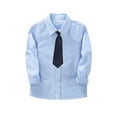 thumbnail image 1 of HAOYUNL Boys' Dress Shirt for Kids Toddler Teen 2-14 Year Long Sleeve Solid Button-Down Shirt Little Big Spring Fall Casual Dress Shirt with Tie, 1 of 7