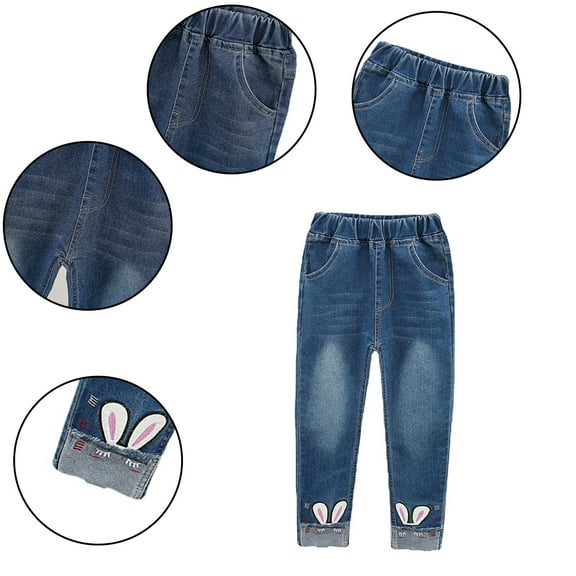 HAOYUNL Girls Spring Autumn Jeans Denim Pants for Kids Teens 2-12 Years Little&Big Girl Embroidered Jeans Girls Clothing