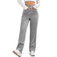thumbnail image 1 of HAOYUNL High Waisted Cargo Pants Trousers Wide Leg Casual Solid Color Button Pants with Pockets S-XXL, 1 of 9