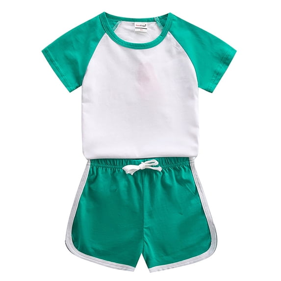 HAOYUNL Kids Baby Summer T-Shirt Shorts Set for Boys Girls 2T 3T 4T 5T 6T 7T 8T 9T Sport Solid Color Clothing Sets Casual Tracksuit Outfit Set