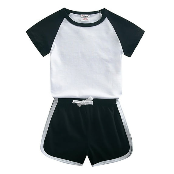 HAOYUNL Kids Baby Summer T-Shirt Shorts Set for Boys Girls 2T 3T 4T 5T 6T 7T 8T 9T Sport Solid Color Clothing Sets Casual Tracksuit Outfit Set