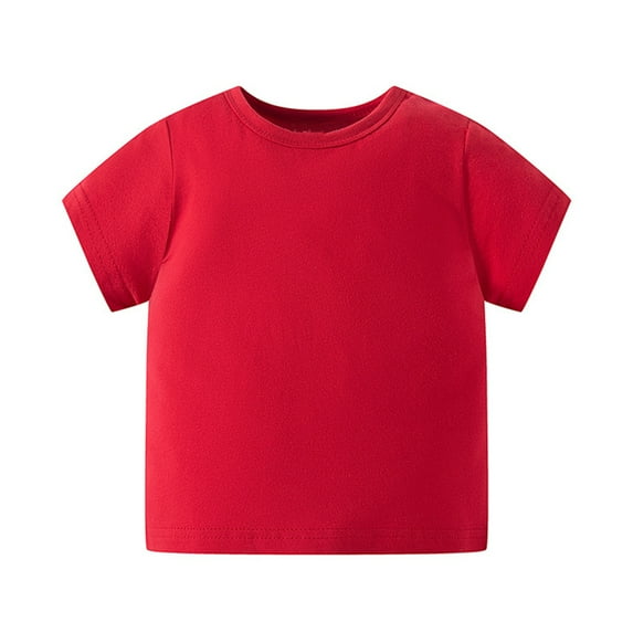 HAOYUNL Kids Boys T-Shirt Toddler Short Sleeve T-Shirt Tees Little Boys Solid Color Pullover T-Shirt Cotton Top for 1-8Y