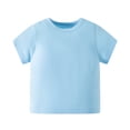 thumbnail image 1 of HAOYUNL Kids Boys T-Shirt Toddler Short Sleeve T-Shirt Tees Little Boys Solid Color Pullover T-Shirt Cotton Top for 1-8Y, 1 of 7