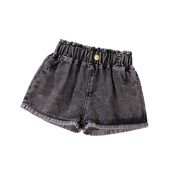HAOYUNL Kids Girls Denim Shorts Adjustable Waist, Little&Big Girls Stylish Summer Cotton Spandex Short for Girls 3-12Years