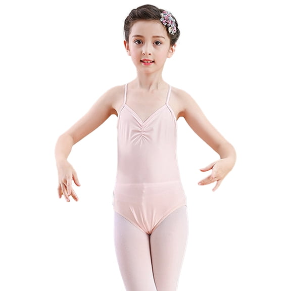 HAOYUNL Kids Spaghetti Strap Leotards for Girls/Dance Outfit/Girls Dance Costume Teen Leotards for Girls/Short Sleeve Leotard/