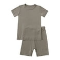 thumbnail image 1 of HAOYUNL Kids Summer Set Bamboo Fiber Children's Summer Wear - Lightweight Short Sleeve Shorts Set for Boys Girls 9M-7Y, 1 of 10