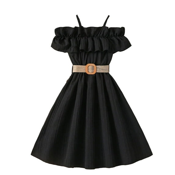 HAOYUNL Kids Teen Girls' Halter Dresses Pullover Summer Spaghetti Strap Dress Sundress A-line Dress Big Little Girls Dress for 8-12T