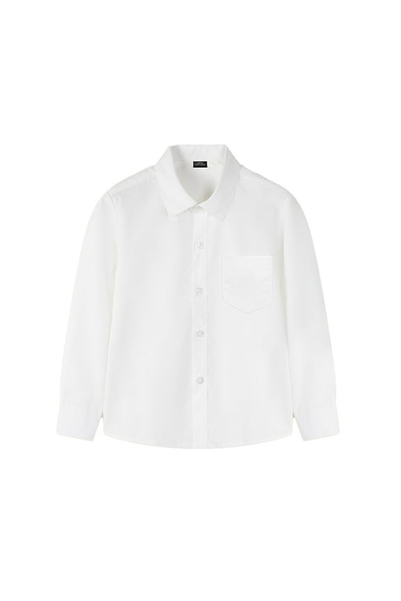 Kids Toddler Boys Button White Dress Shirt 3-16T Youth Long Sleeve Lapel White Shirt with Bowtie Cotton Formal Uniform Perform Dress Shirts Spring Fall Outfits