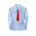 thumbnail image 1 of HAOYUNL Kids Toddler Boys Collared Dress Shirt with Matching Tie Teen Dress Shirt Casual Long Sleeve Button down Solid Shirt Formal Uniform for 2-14 Year, 1 of 7