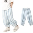 thumbnail image 1 of HAOYUNL Kids Toddler Boys Girls Casual Pants Baby Floral Long Pants Air-Conditioned Pants Summer Youth Cotton Summer Baby Mosquito Pants for 2-12Y, 1 of 9