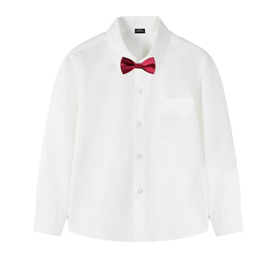HAOYUNL Kids Youth Dress Shirts Tops for Boys Long Sleeve Formal Uniform Shirts Toddler Cotton Performance Dress Shirts Spring Fall Outfits for Little Big Boys 3-16 Years