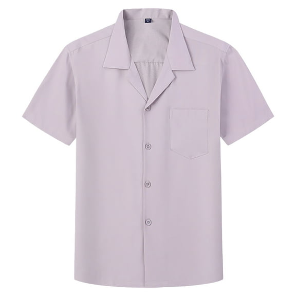 HAOYUNL Men's Button Down Shirts Male Short Sleeve Casual Summer Hawaiian Beach Solid Color Shirt M-3XL