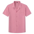 thumbnail image 1 of HAOYUNL Men's Button Down Shirts Male Short Sleeve Casual Summer Hawaiian Beach Solid Color Shirt M-3XL, 1 of 9