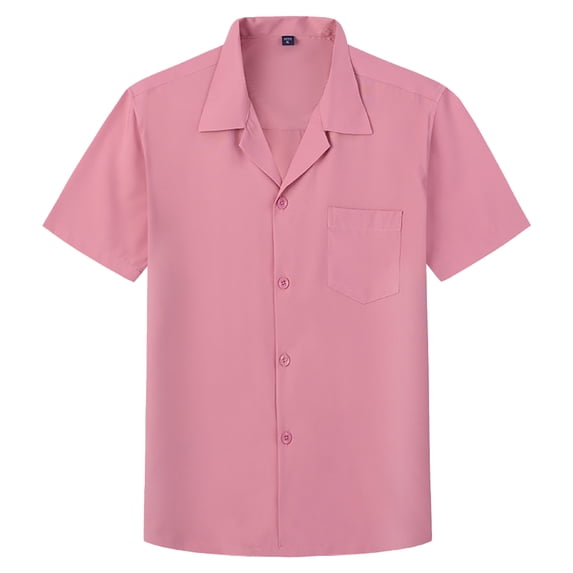 HAOYUNL Men's Button Down Shirts Male Short Sleeve Casual Summer Hawaiian Beach Solid Color Shirt M-3XL