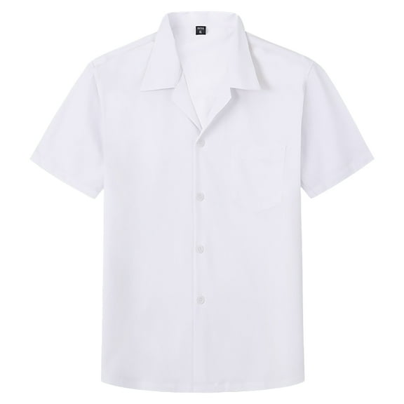 HAOYUNL Men's Button Down Shirts Male Short Sleeve Casual Summer Hawaiian Beach Solid Color Shirt M-3XL