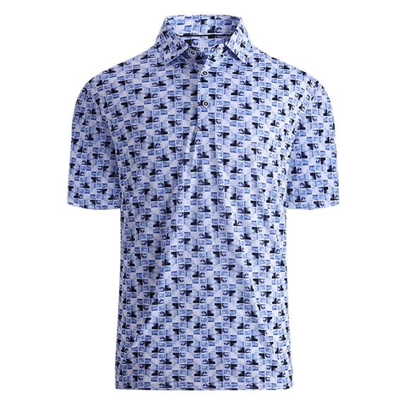 HAOYUNL Men's Floral T Shirt Ice Silk Casual Tees Floral Male lapel Fit Active Sports T-Shirts Tees S-2XL